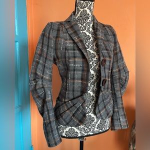 Anthropologie Gray Plaid Blazer